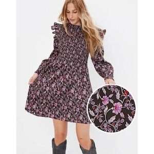 NWT Smocked Ruffle Sleeve Mini Dress Floral - Size Large